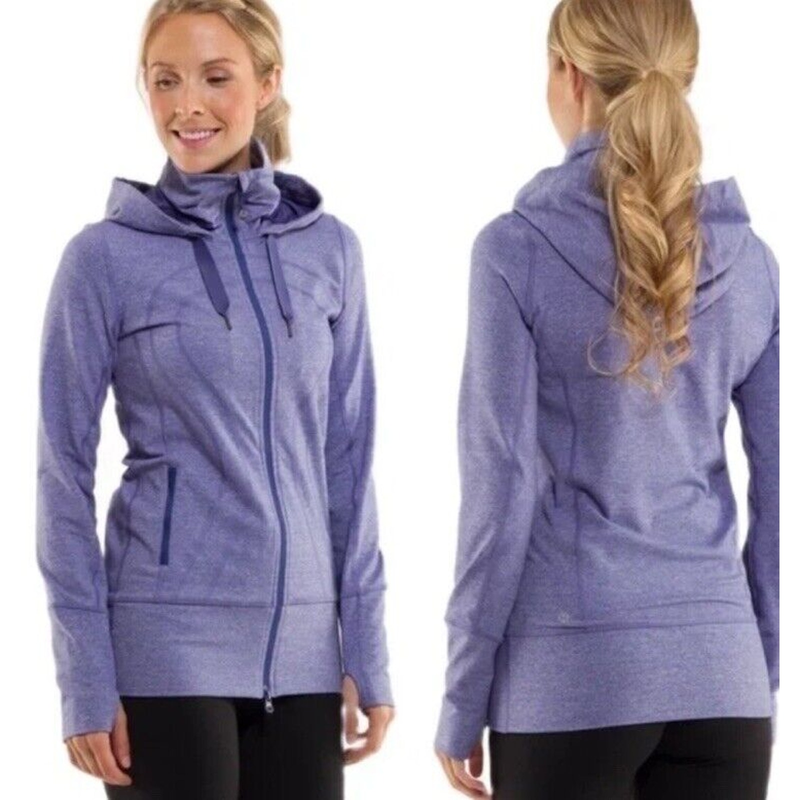 Lululemon In Stride Hooded Jacket Women 6 Heathered Purple Full Zip Hoodie